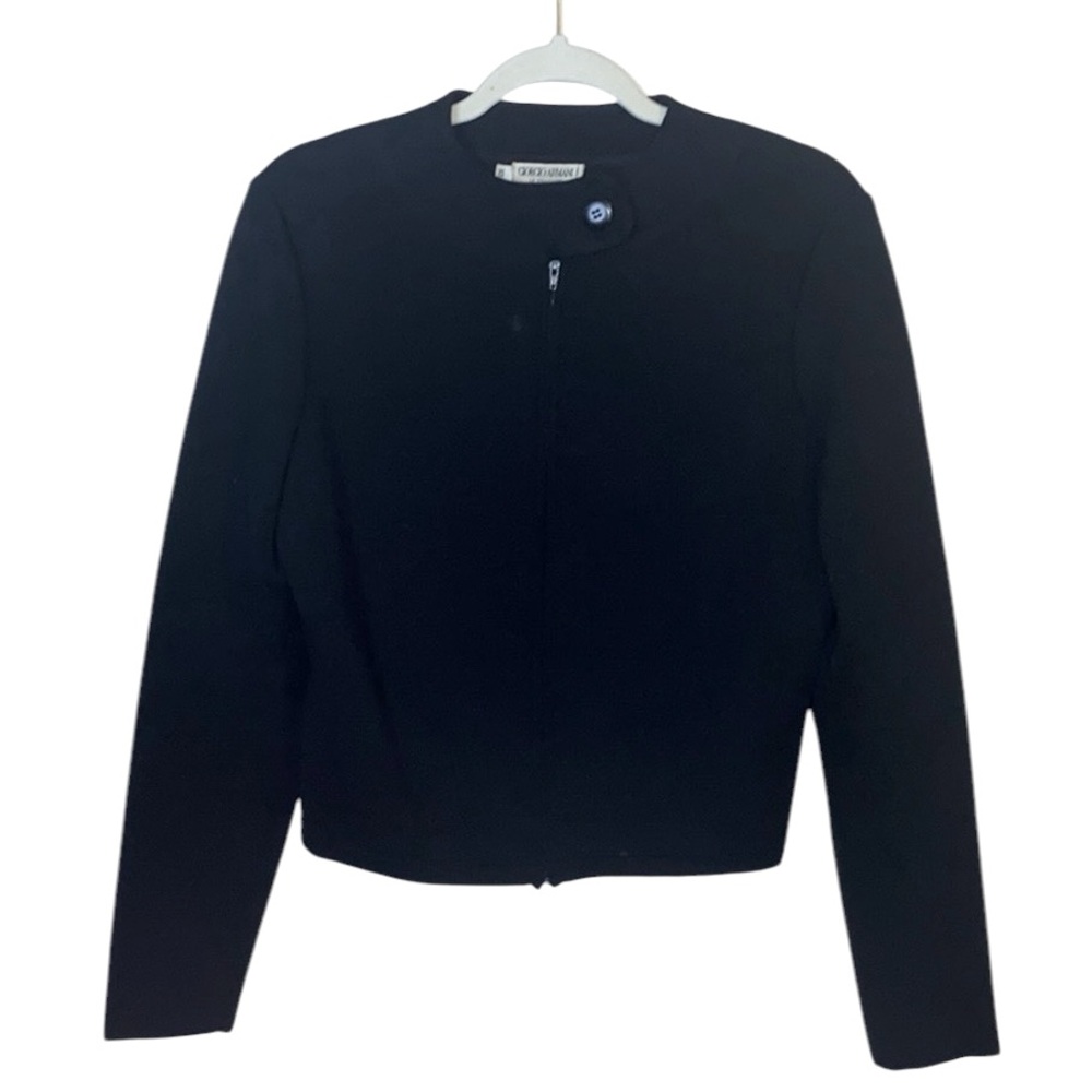 Vintage Giorgio Armani Black Wool Blend Jacket, Size 10